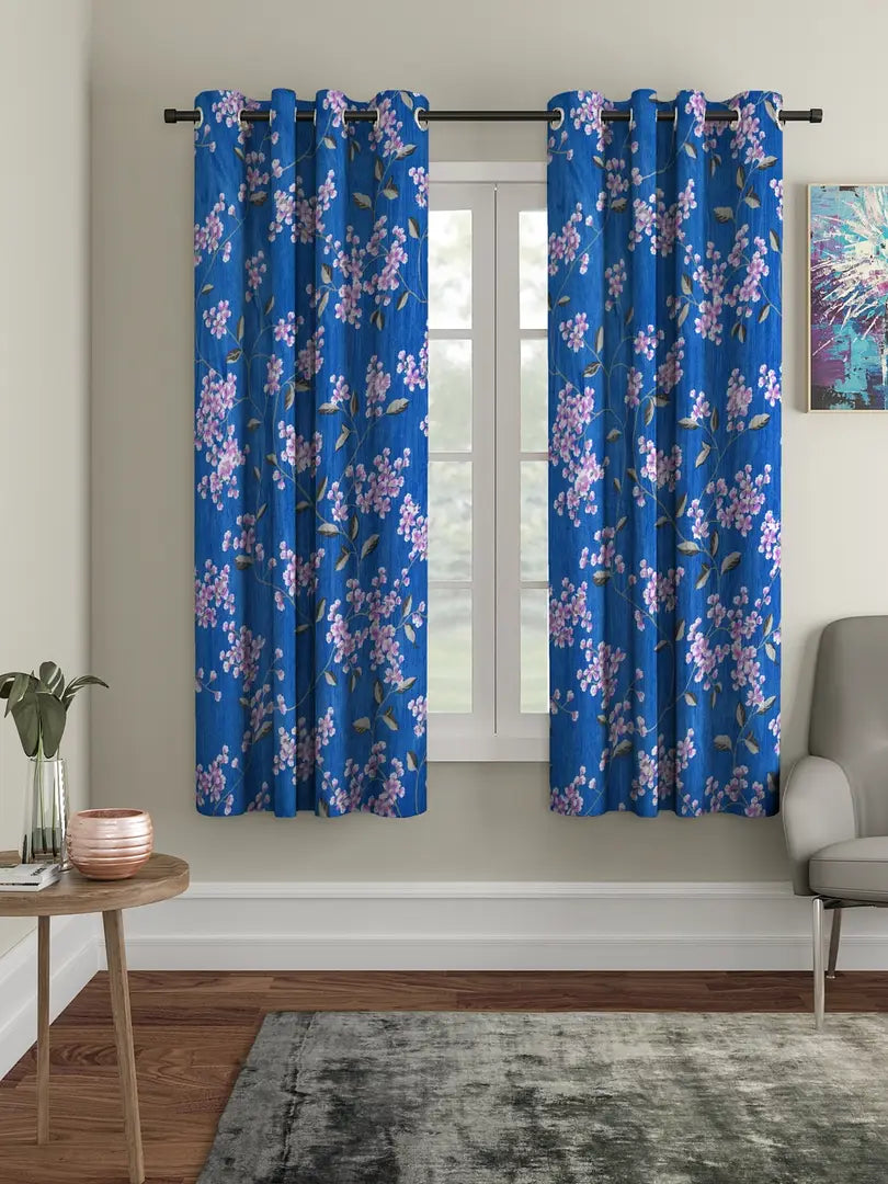 FasHome Blue Polyester Window Curtains For Your Homes