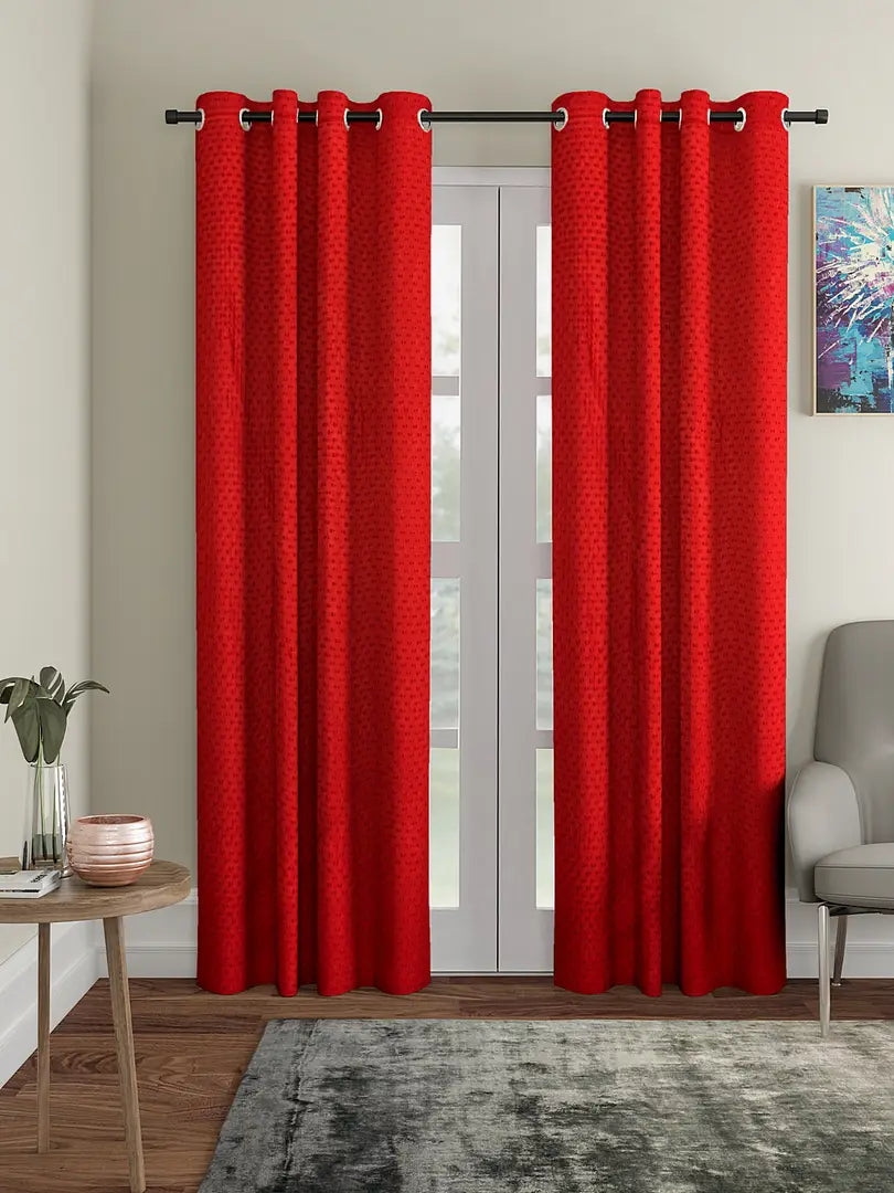 FasHome Modern Polyester Long Door Curtain (Pack Of 2)