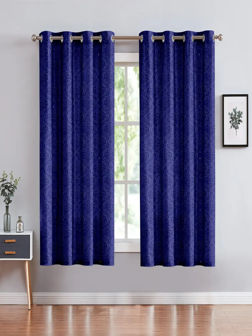 FasHome Polyester Window Curtain 5FT-Pack of 2 -Blue