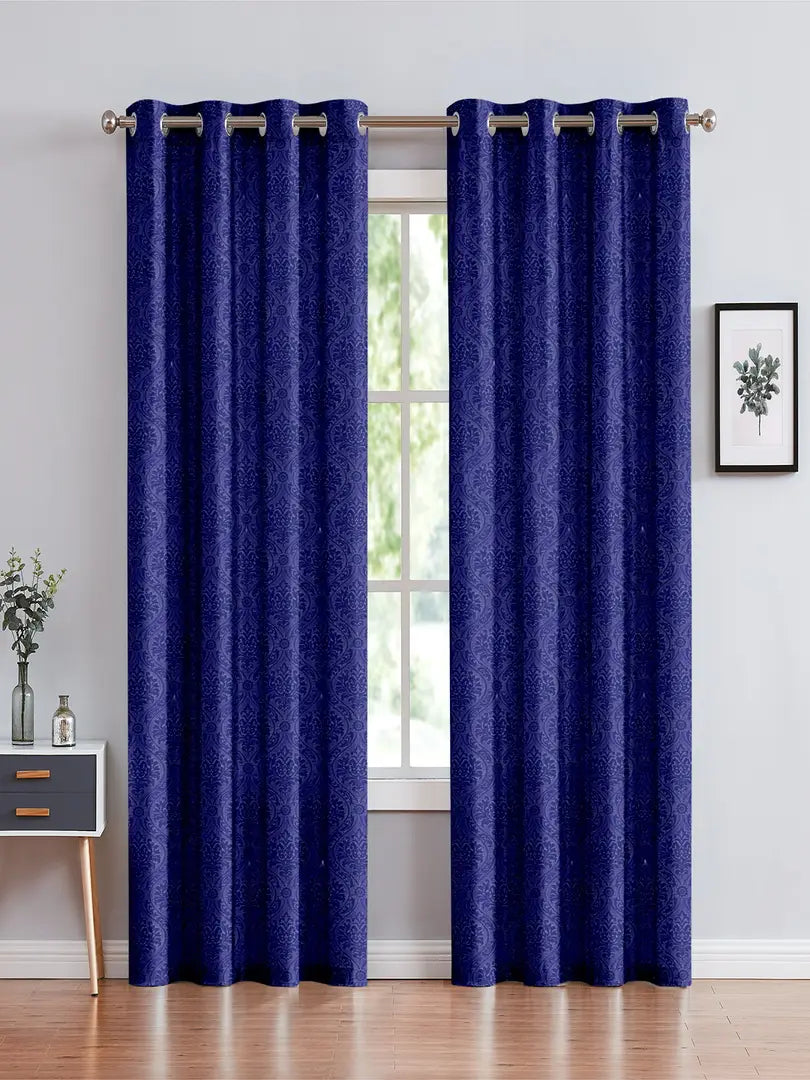 FasHome Polyester Door Curtain 7FT-Pack of 2 -Blue