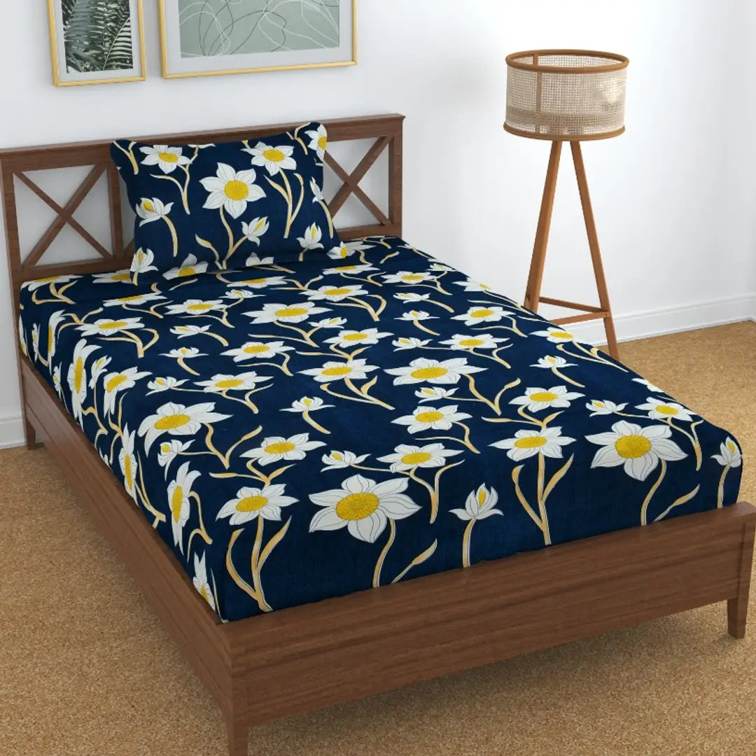 Classic Microfiber Printed Single Bedsheets with Pillow Cover