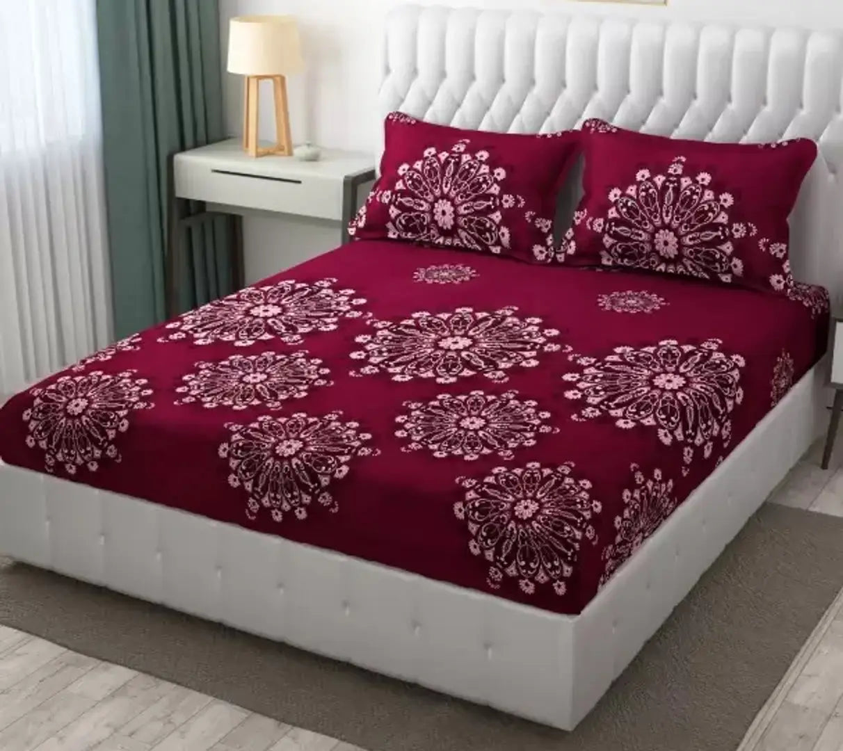 King Size Bedsheet With 2 Pillow Covers (Size 108*108 Inches) Fits Upto 10 Inch Mattress