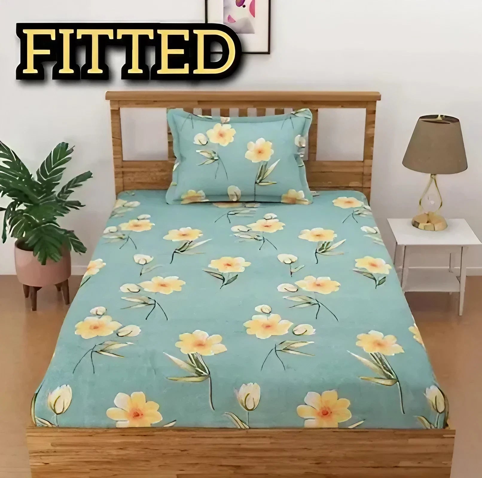 Fashome India Attractive Single 1 Fitted bedsheet 1 Pillow Cover