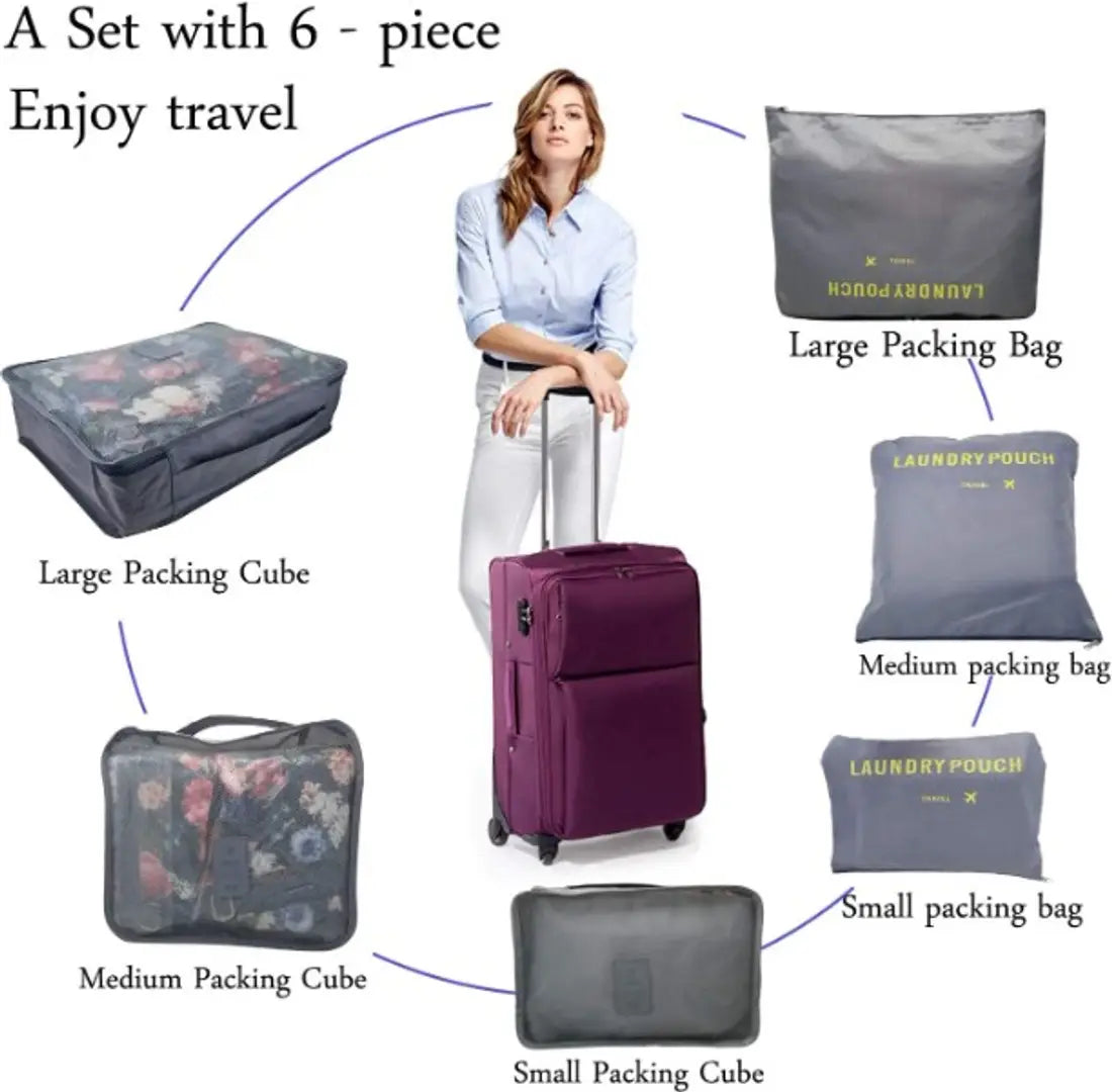 6pcs/set Luggage Storage Bag Travel Packing Bag for Shoe Underwear